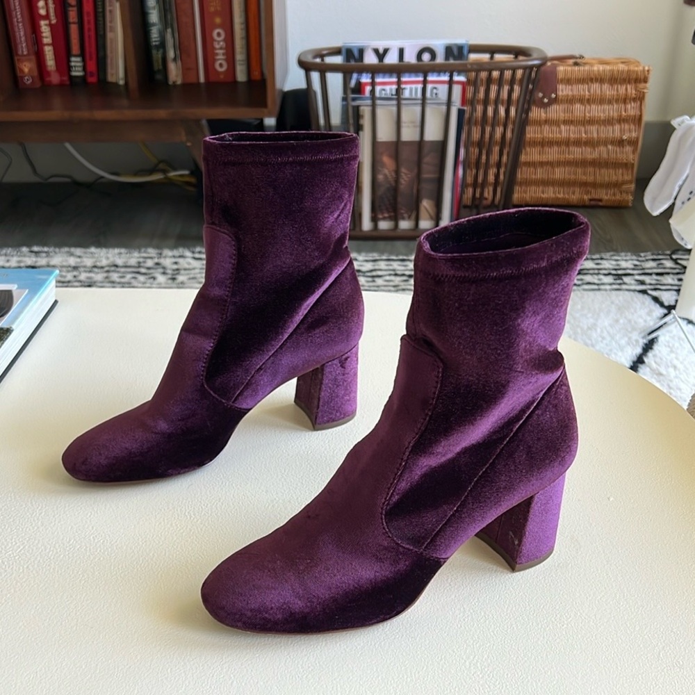 Ann Taylor Purple Velvet Heeled Boots